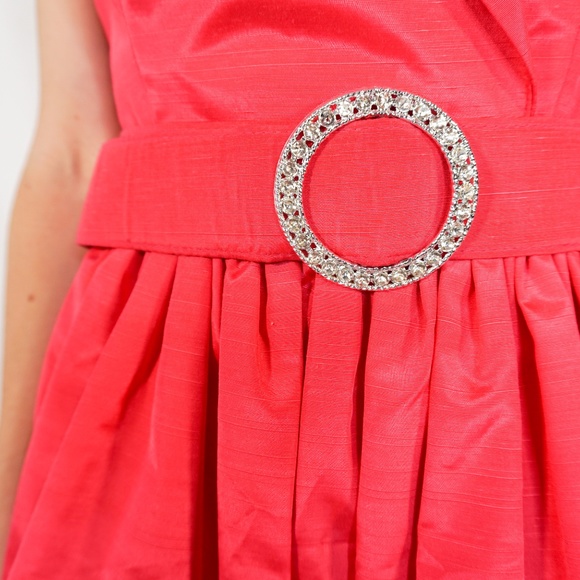 VINTAGE 90s Barbie Pink Taffeta Halter Flare Dress - Picture 7 of 7